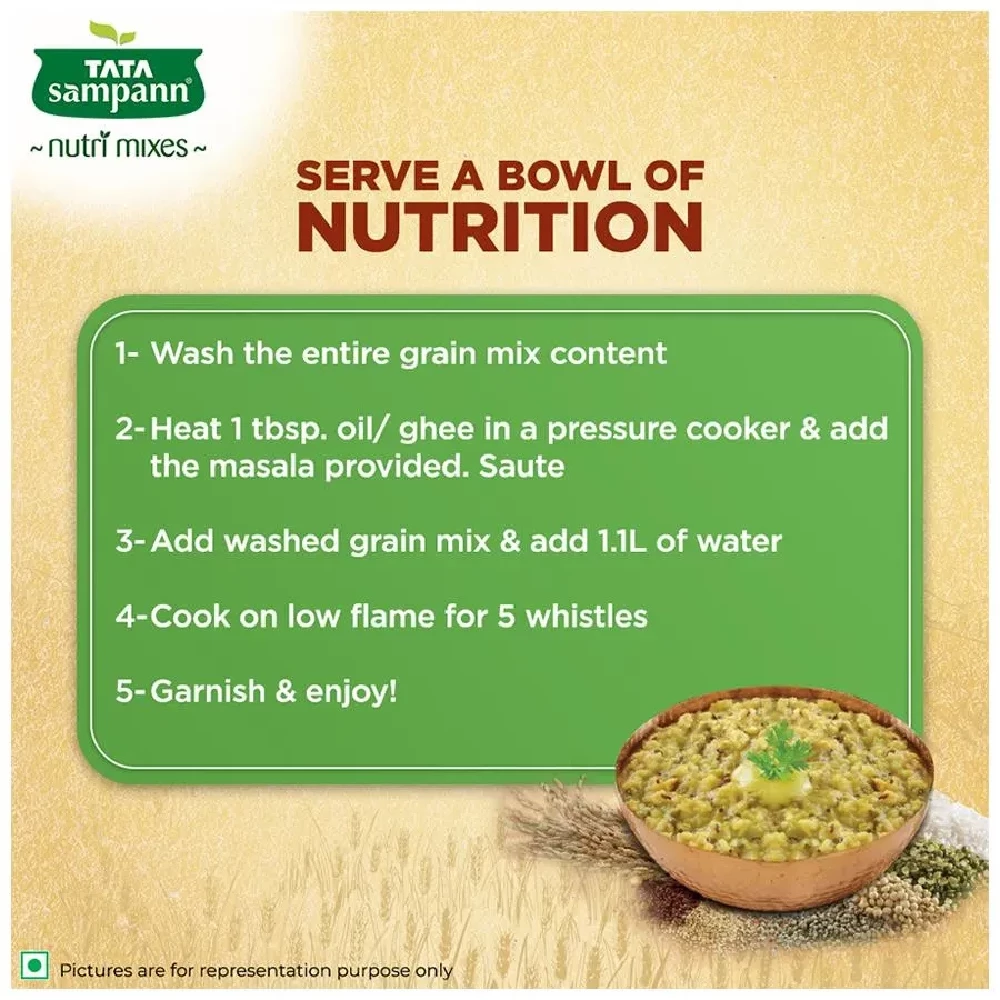 Tata Sampann 6 Grain Khichdi Mix - Instant Ready To Cook, Rich In Fibre & Protein, 200 g-7.webp